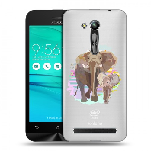 Полупрозрачный дизайнерский пластиковый чехол для ASUS ZenFone Go 4.5 ZB452KG Прозрачные слоны