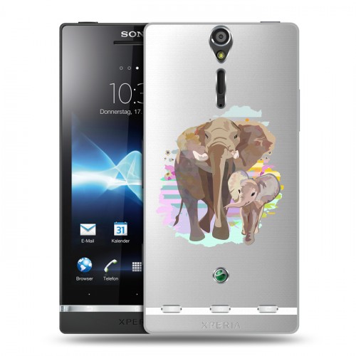 Полупрозрачный дизайнерский пластиковый чехол для Sony Xperia S Прозрачные слоны