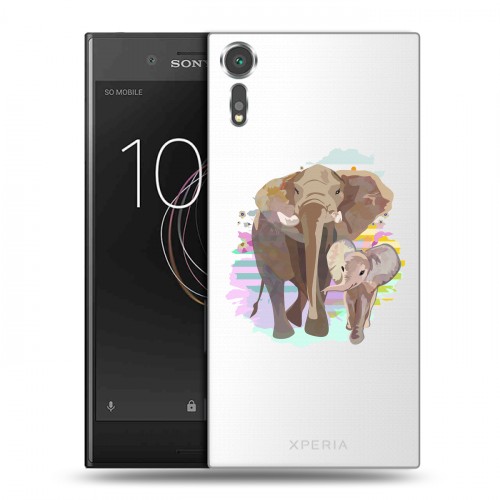 Полупрозрачный дизайнерский пластиковый чехол для Sony Xperia XZs Прозрачные слоны