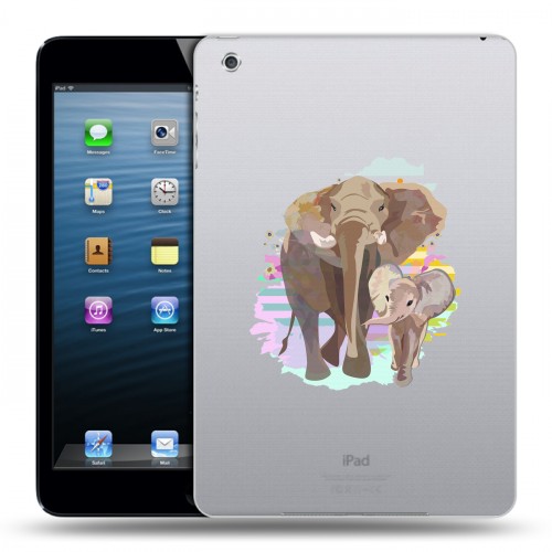 Полупрозрачный дизайнерский пластиковый чехол для Ipad Mini Прозрачные слоны