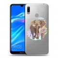 Полупрозрачный дизайнерский пластиковый чехол для Huawei Y6 (2019) Прозрачные слоны