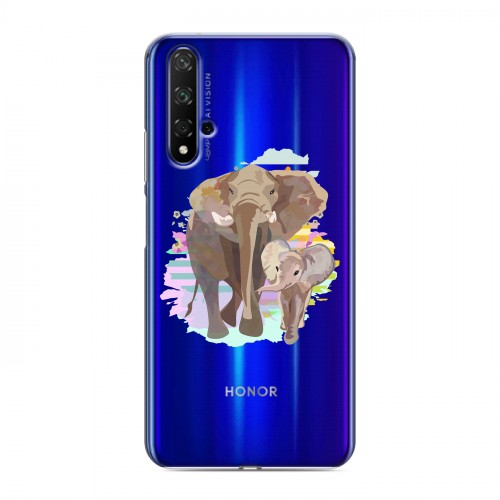 Полупрозрачный дизайнерский пластиковый чехол для Huawei Honor 20 Прозрачные слоны