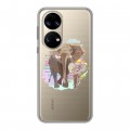 Полупрозрачный дизайнерский силиконовый чехол для Huawei P50 Pro Прозрачные слоны