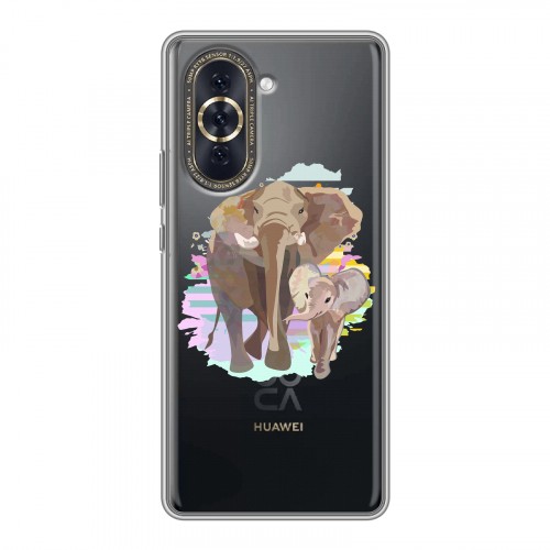 Полупрозрачный дизайнерский силиконовый с усиленными углами чехол для Huawei Nova 10 Прозрачные слоны
