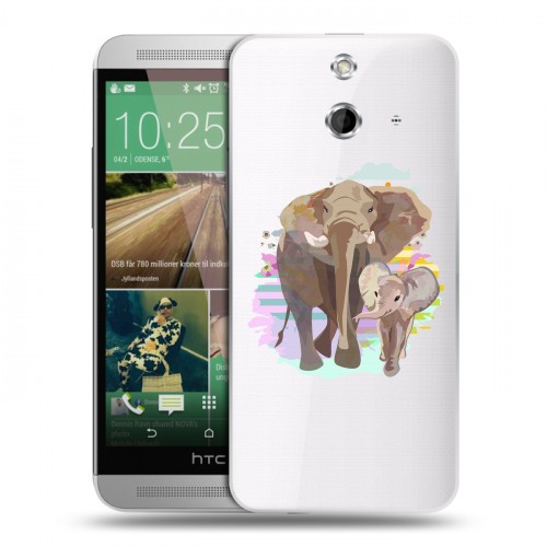Полупрозрачный дизайнерский пластиковый чехол для HTC One E8 Прозрачные слоны