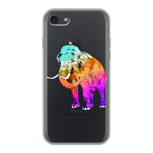 Полупрозрачный дизайнерский силиконовый с усиленными углами чехол для Iphone 7 Прозрачные слоны