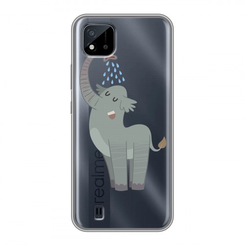 Полупрозрачный дизайнерский пластиковый чехол для Realme C20 Прозрачные слоны