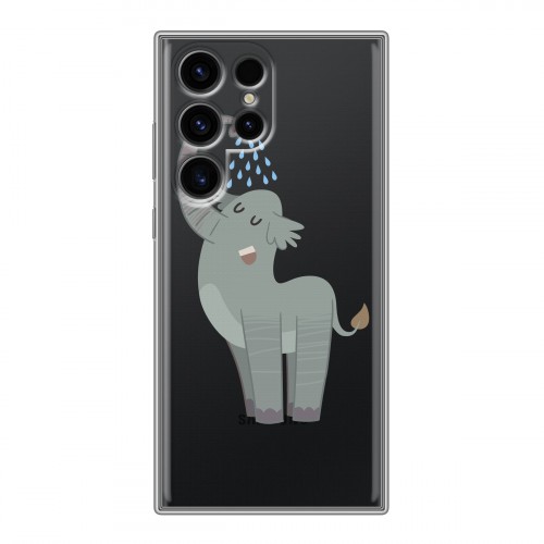 Полупрозрачный дизайнерский силиконовый чехол для Samsung Galaxy S24 Ultra Прозрачные слоны