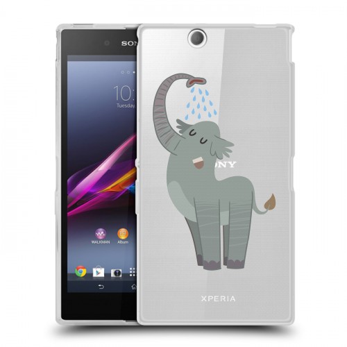 Полупрозрачный дизайнерский пластиковый чехол для Sony Xperia Z Ultra  Прозрачные слоны