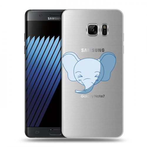 Полупрозрачный дизайнерский пластиковый чехол для Samsung Galaxy Note 7 Прозрачные слоны