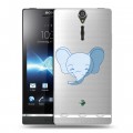 Полупрозрачный дизайнерский пластиковый чехол для Sony Xperia S Прозрачные слоны