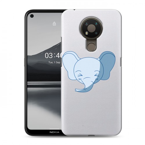 Полупрозрачный дизайнерский пластиковый чехол для Nokia 3.4 Прозрачные слоны