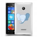 Полупрозрачный дизайнерский пластиковый чехол для Microsoft Lumia 435 Прозрачные слоны