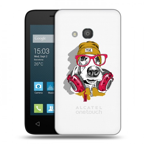 Полупрозрачный дизайнерский пластиковый чехол для Alcatel One Touch Pixi 4 (4) Прозрачные собаки