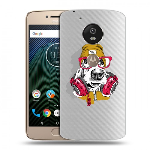 Полупрозрачный дизайнерский пластиковый чехол для Motorola Moto G5s Прозрачные собаки