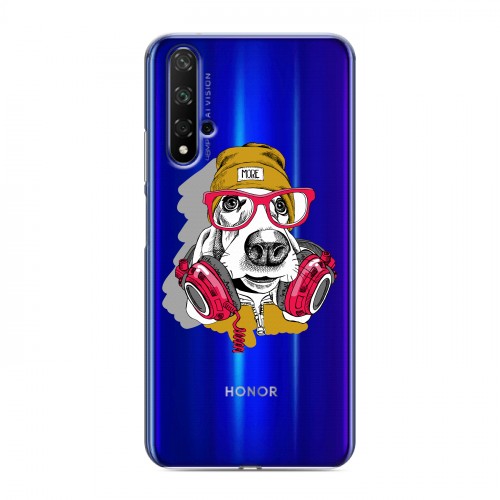 Полупрозрачный дизайнерский пластиковый чехол для Huawei Honor 20 Прозрачные собаки