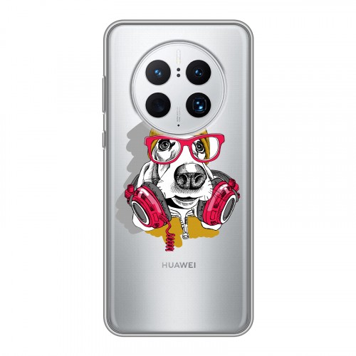Полупрозрачный дизайнерский силиконовый с усиленными углами чехол для Huawei Mate 50 Pro Прозрачные собаки