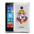 Полупрозрачный дизайнерский пластиковый чехол для Microsoft Lumia 435 Прозрачные собаки