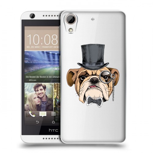 Полупрозрачный дизайнерский пластиковый чехол для HTC Desire 626 Прозрачные собаки