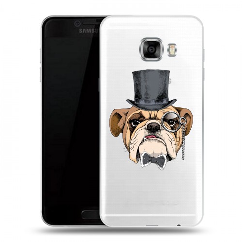 Полупрозрачный дизайнерский пластиковый чехол для Samsung Galaxy C7 Прозрачные собаки