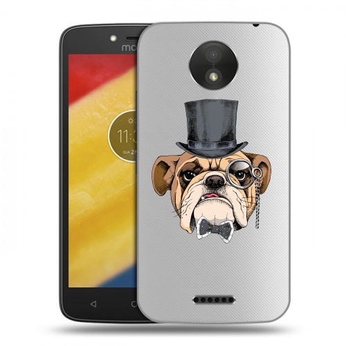 Полупрозрачный дизайнерский пластиковый чехол для Motorola Moto C Plus Прозрачные собаки