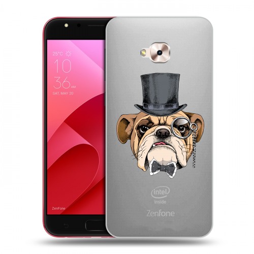 Полупрозрачный дизайнерский пластиковый чехол для ASUS ZenFone 4 Selfie Pro Прозрачные собаки