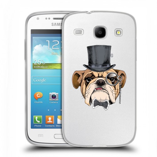 Полупрозрачный дизайнерский пластиковый чехол для Samsung Galaxy Core Прозрачные собаки