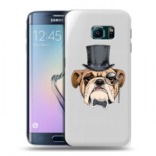 Полупрозрачный дизайнерский пластиковый чехол для Samsung Galaxy S6 Edge Прозрачные собаки