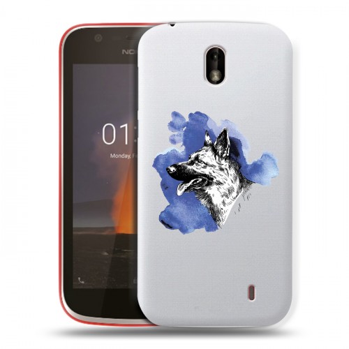 Полупрозрачный дизайнерский пластиковый чехол для Nokia 1 Прозрачные собаки