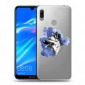 Полупрозрачный дизайнерский пластиковый чехол для Huawei Y6 (2019) Прозрачные собаки