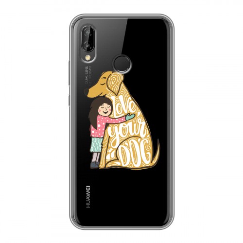 Полупрозрачный дизайнерский пластиковый чехол для Huawei P20 Lite Прозрачные собаки