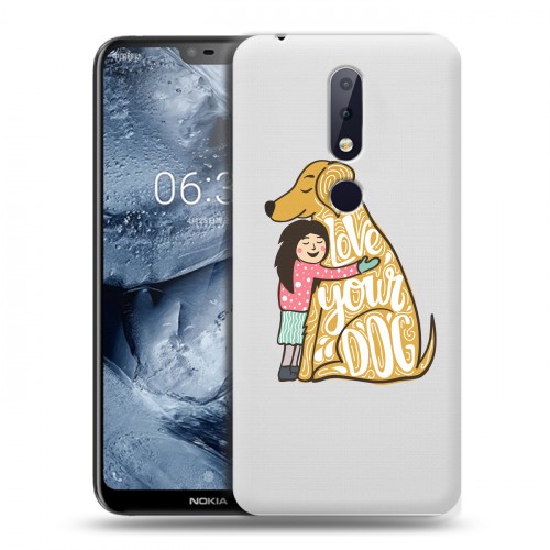 Полупрозрачный дизайнерский пластиковый чехол для Nokia 6.1 Plus Прозрачные собаки
