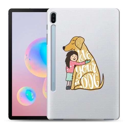 Полупрозрачный дизайнерский пластиковый чехол для Samsung Galaxy Tab S6 Прозрачные собаки