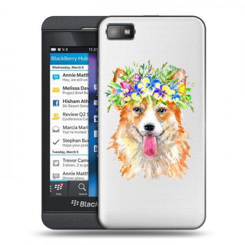 Полупрозрачный дизайнерский пластиковый чехол для BlackBerry Z10 Прозрачные собаки