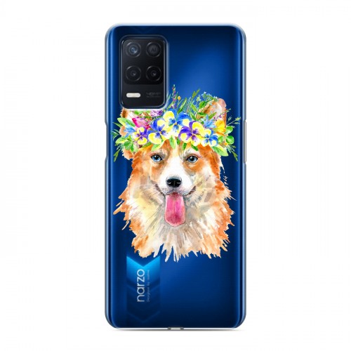 Полупрозрачный дизайнерский пластиковый чехол для Realme Narzo 30 5G Прозрачные собаки