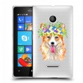 Полупрозрачный дизайнерский пластиковый чехол для Microsoft Lumia 435 Прозрачные собаки