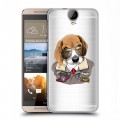 Полупрозрачный дизайнерский силиконовый чехол для HTC One E9+ Прозрачные собаки