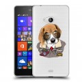 Полупрозрачный дизайнерский пластиковый чехол для Microsoft Lumia 540 Прозрачные собаки