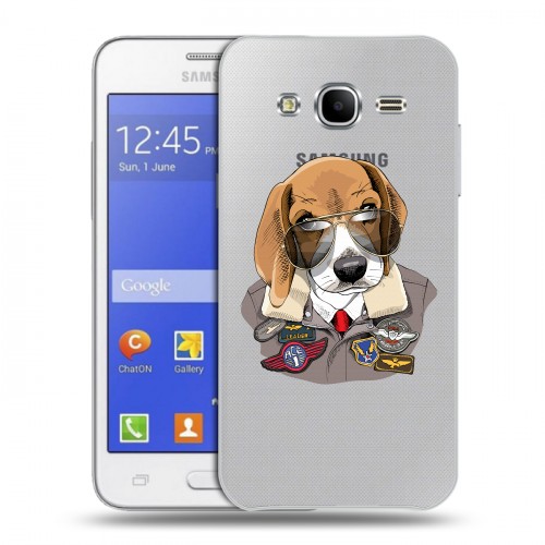 Полупрозрачный дизайнерский силиконовый чехол для Samsung Galaxy J7 Прозрачные собаки