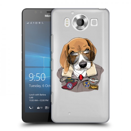 Полупрозрачный дизайнерский пластиковый чехол для Microsoft Lumia 950 Прозрачные собаки