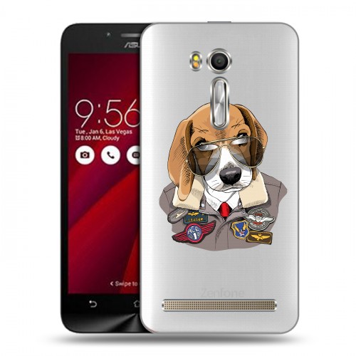 Полупрозрачный дизайнерский пластиковый чехол для ASUS Zenfone Go 5.5 Прозрачные собаки