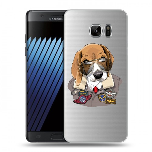 Полупрозрачный дизайнерский пластиковый чехол для Samsung Galaxy Note 7 Прозрачные собаки