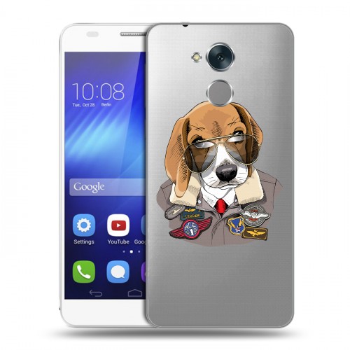 Полупрозрачный дизайнерский пластиковый чехол для Huawei Honor 6C Прозрачные собаки