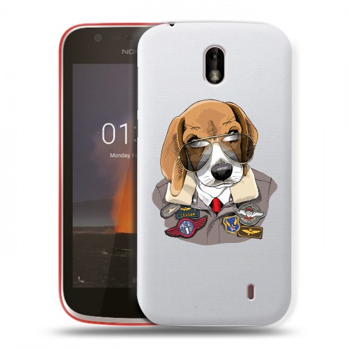 Полупрозрачный дизайнерский пластиковый чехол для Nokia 1 Прозрачные собаки