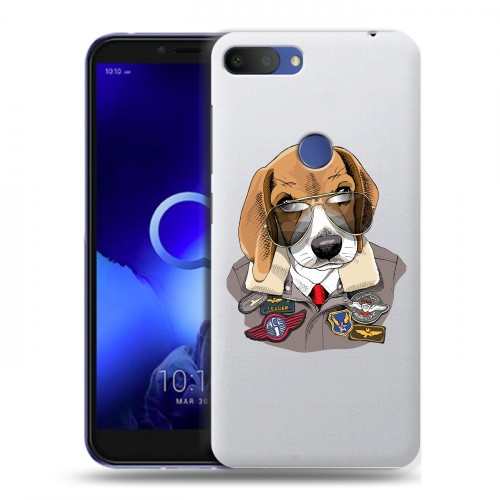 Полупрозрачный дизайнерский пластиковый чехол для Alcatel 1S (2019) Прозрачные собаки