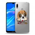 Полупрозрачный дизайнерский пластиковый чехол для Huawei Y6 (2019) Прозрачные собаки