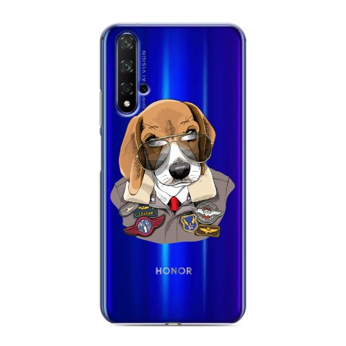 Полупрозрачный дизайнерский пластиковый чехол для Huawei Honor 20 Прозрачные собаки