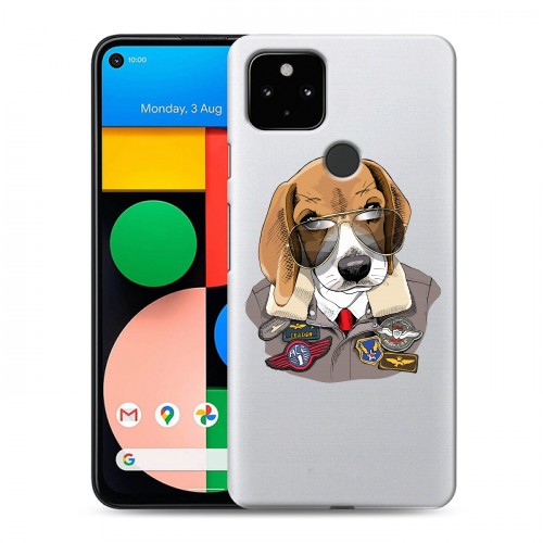 Полупрозрачный дизайнерский силиконовый с усиленными углами чехол для Google Pixel 4a 5G Прозрачные собаки