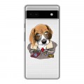 Полупрозрачный дизайнерский силиконовый с усиленными углами чехол для Google Pixel 6a Прозрачные собаки