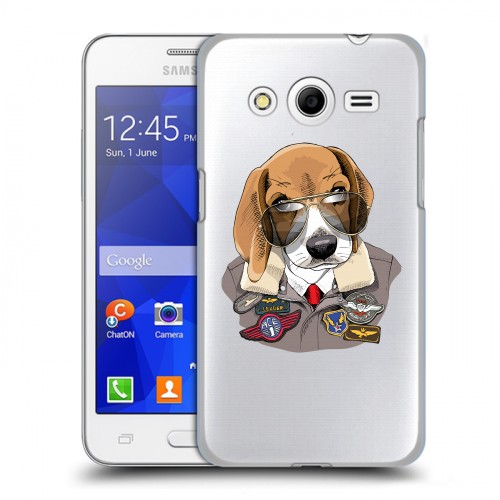 Полупрозрачный дизайнерский пластиковый чехол для Samsung Galaxy Core 2 Прозрачные собаки